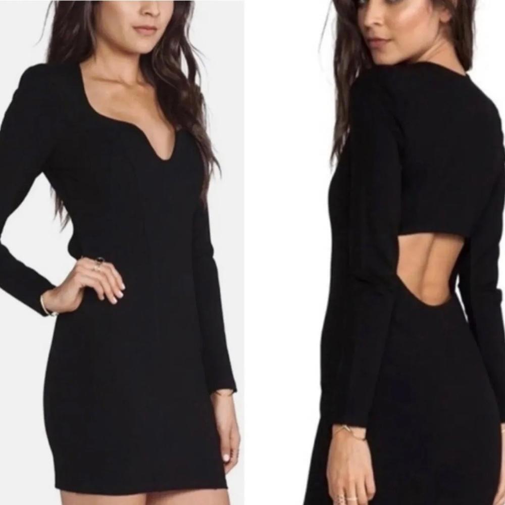 Lovers+Friends Womens Long Sleeve Mini‎ Dress Black Size S